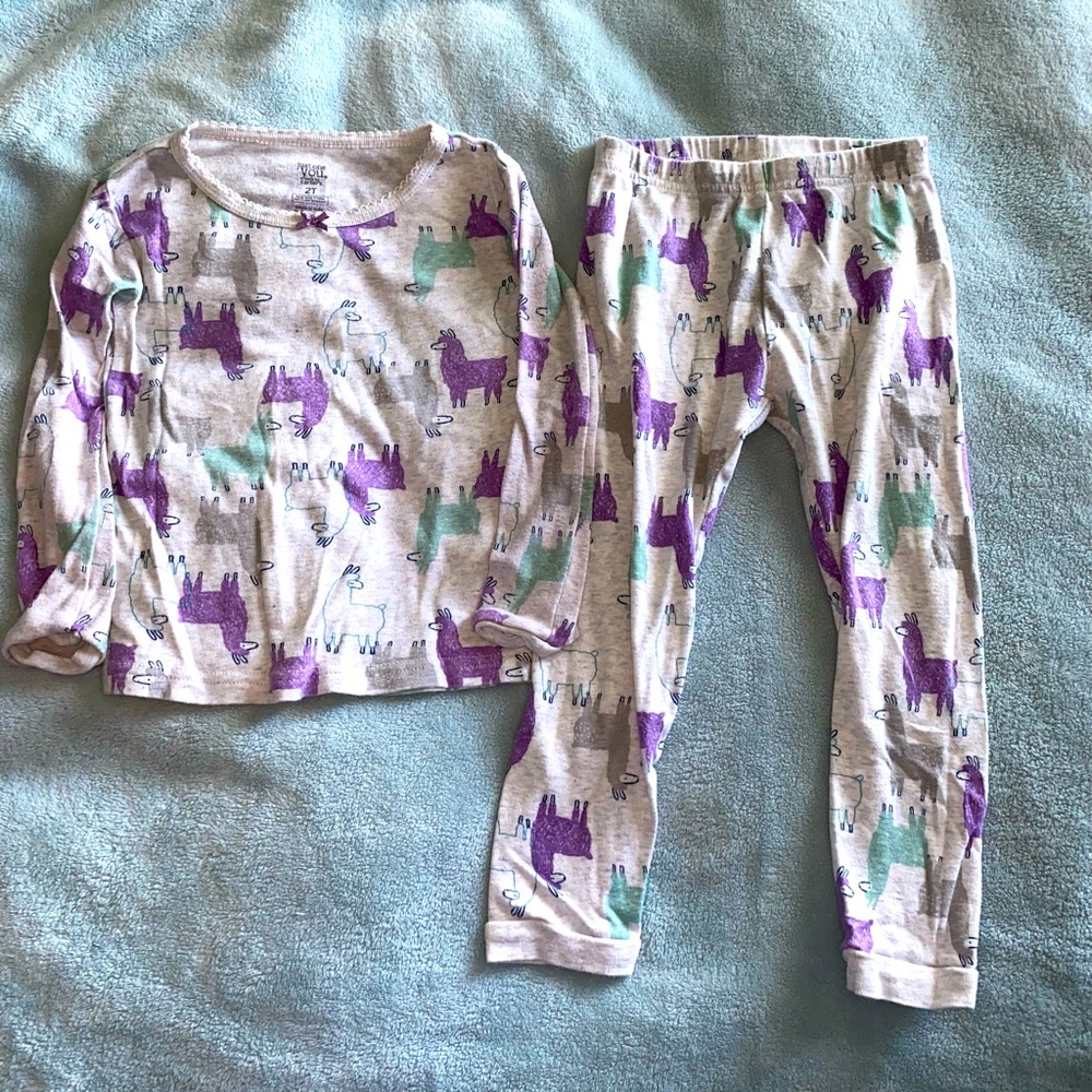 Carters grey purple llama long sleeve pajamas